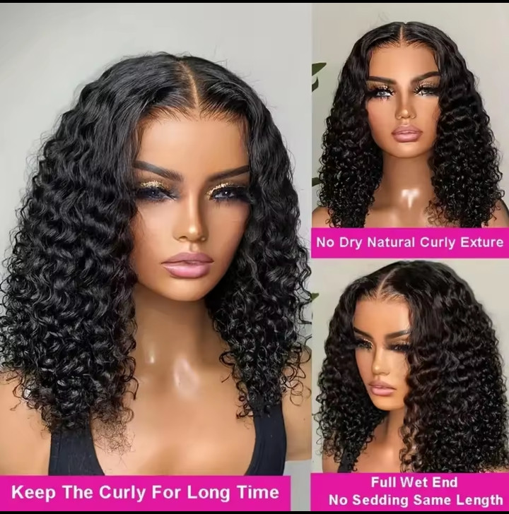 Brazilian Curly Short Bob 13x4 Lace Frontal Wig Human Hair Deep Wave 13x4 Lace Front Wigs 4x4 Closure Wig For Women 200% Density