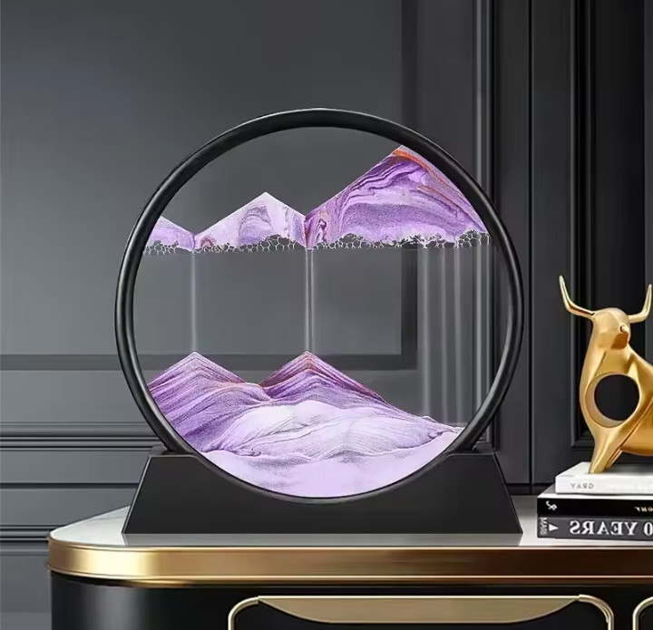 3D Moving Sand Art Picture Round Glass Deep Sea Sandscape Hourglass Quicksand Craft Flowing Sand Painting Office Home Decor Gift