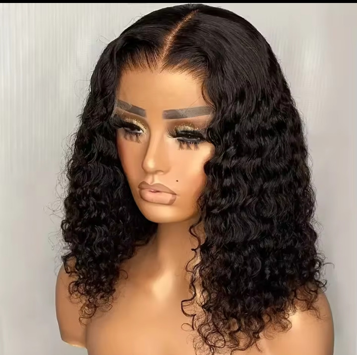 Brazilian Hair Deep Wave Short Bob Wig Human Hair 200% Density 13x4 Lace Front Wigs Deep Curly Wave 4x4 Lace Closure Wigs 16Inch