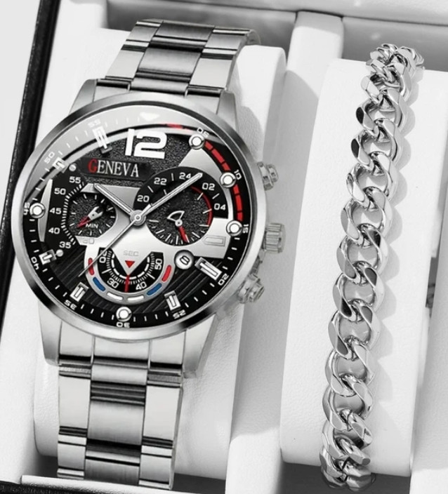 Men Stainless Steel Watch Luxury Calendar Quartz Wristwatch Business Watches Man Clock Relogio Masculino Quality set