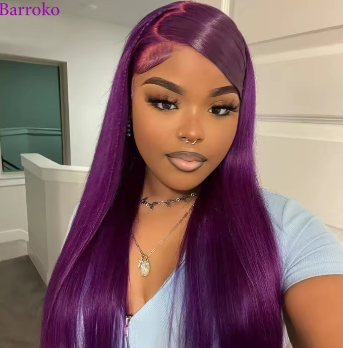 Dark Purple Colored Wig 13x4 13x6 Lace Front Human Hair Wigs For Black Women Remy Hair Brazilian Transparent Lace Wig