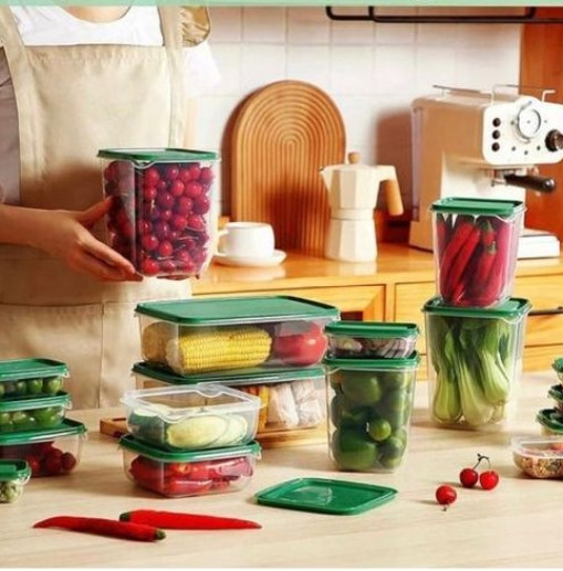 17pcs Sealed Crisper Refrigerator Plastic Food Storage Box