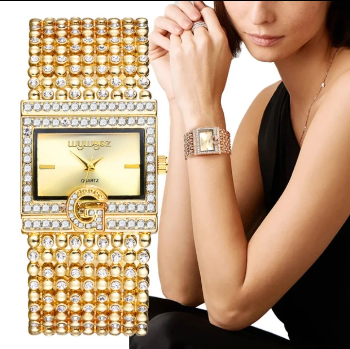 Women's Fashion Luxury Diamond G Quartz Watches Clock Lady's Stainless Steel Bracelet Watch Girl WristJewelry Quality set